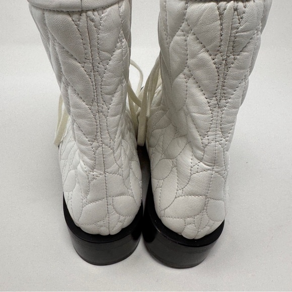 Stuart Weitzman White Quilted Lace Up Bootie - Picture 8 of 13